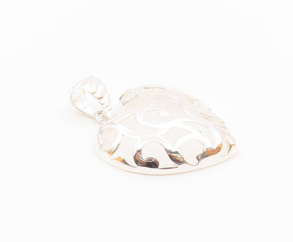 925 Sterling Silver  Vintage Shiny Love Heart Dome Cutout Pendant  PT16240
