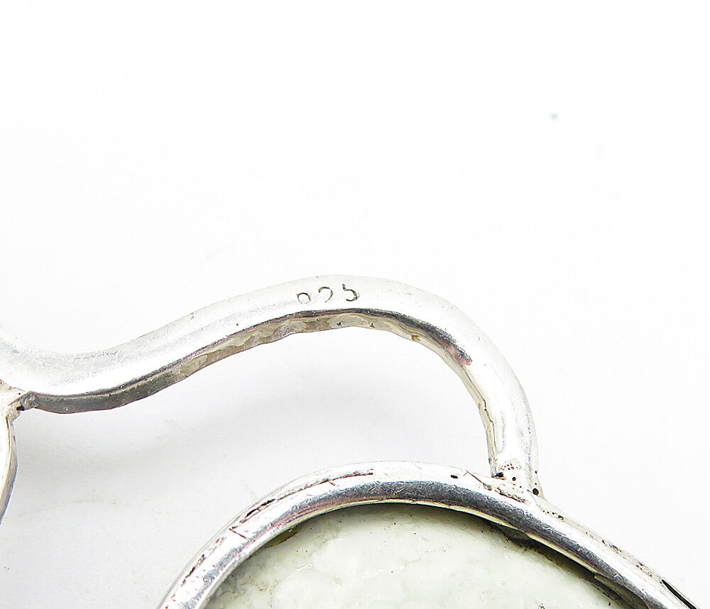 925 Sterling Silver Vintage Cabochon Jasper Swirl Detail Drop Pendant PT3277