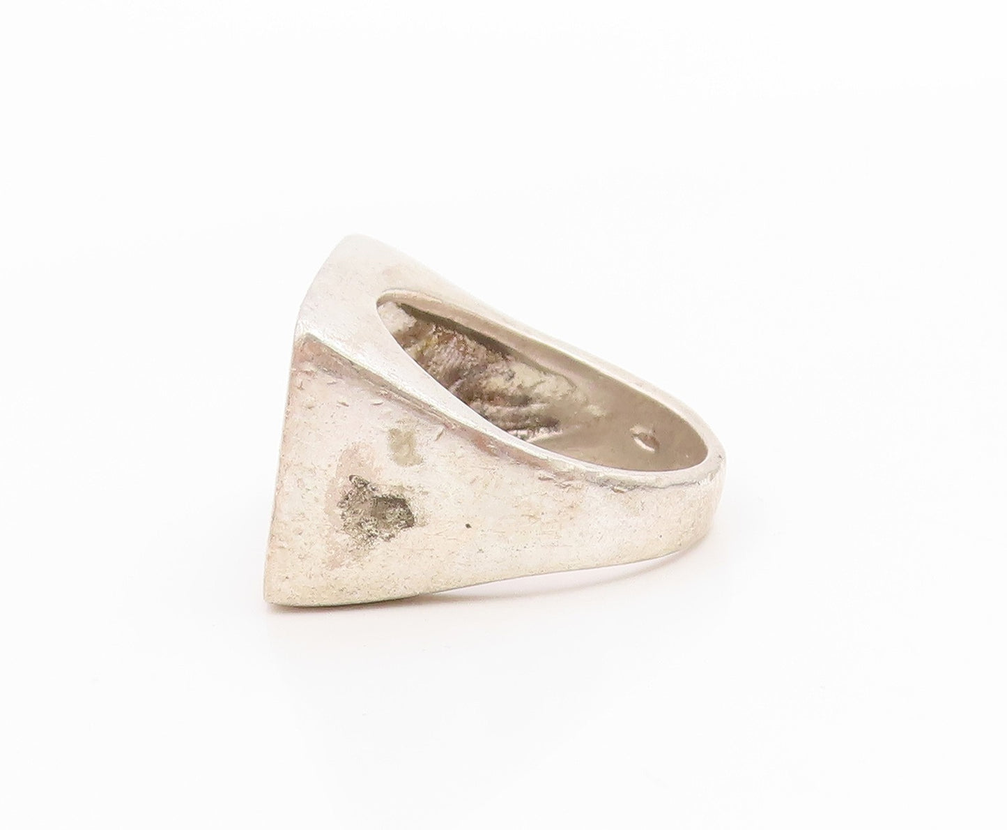 925 Sterling Silver Vintage Ring Bold Geometric Rectangle Signet Sz 7.5 RG36008