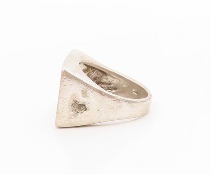 925 Sterling Silver Vintage Ring Bold Geometric Rectangle Signet Sz 7.5 RG36008
