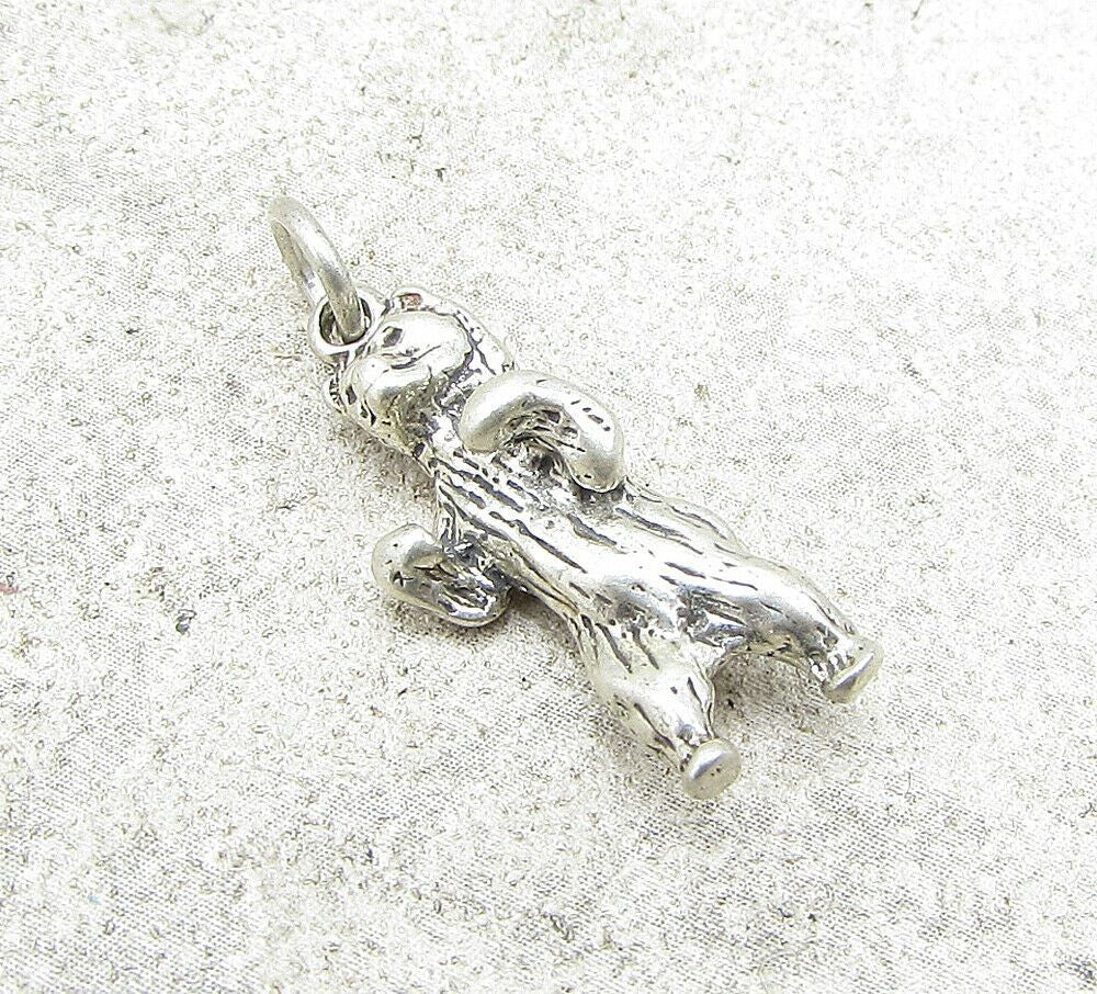 925 Sterling Silver Vintage Sculpted Bear 3D Charm Pendant  PT1056