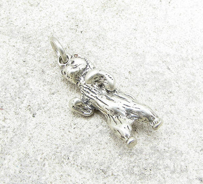 925 Sterling Silver Vintage Sculpted Bear 3D Charm Pendant  PT1056