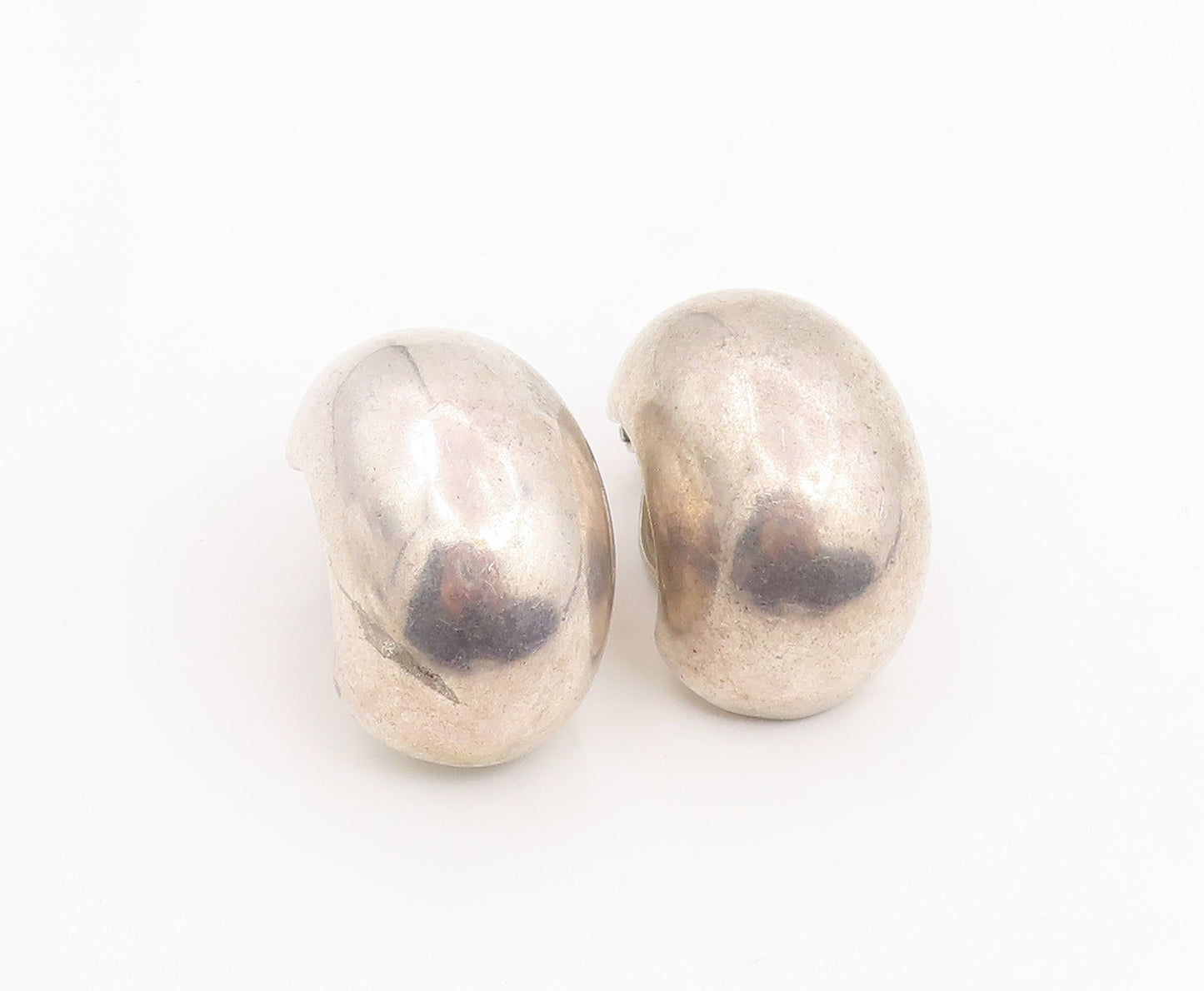 925 Sterling Silver Vintage Earrings Modernist Bold Puffy Dome Clip On  EG14121