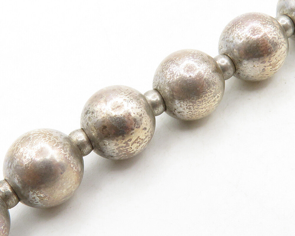 CAROLYN POLLACK 925 Silver  Vintage Dark Tone Smooth Beaded Necklace  NE2195
