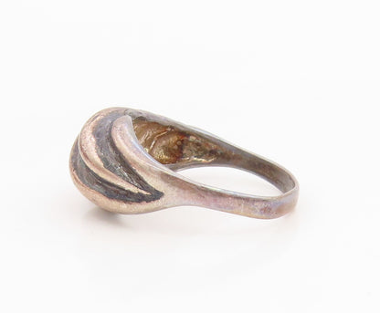 925 Sterling Silver Vintage Ring Modernist Ribbed Dome Band  Sz 7.5  RG34966