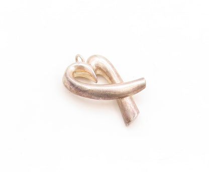 925 Sterling Silver Vintage Pendant Designer Cutout Heart  PT23827