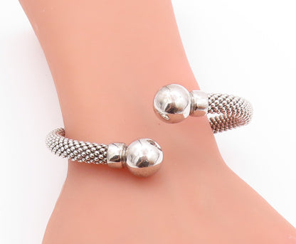 925 Sterling Silver Vintage Bracelet Modernist Beaded Cuff Band  BT11215