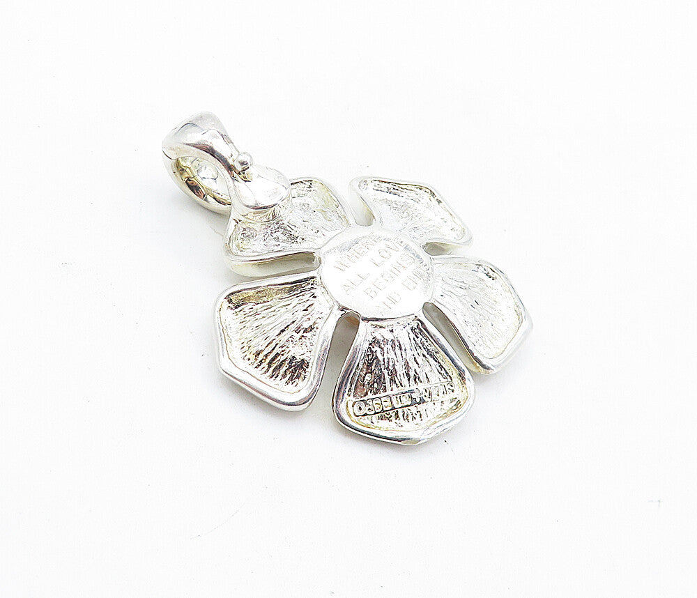ESPO 925 Silver & 14K GOLD  Vintage Shiny Two Tone Flower Pendant  PT4483