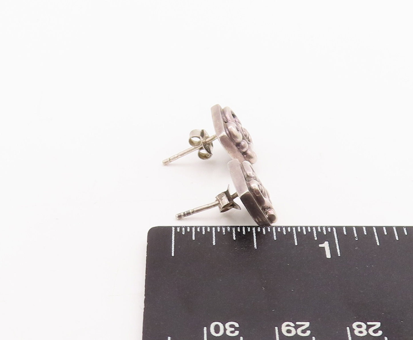 925 Sterling Silver Vintage Earrings Minimalist Swirly cutout Square  EG13133