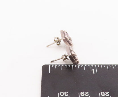 925 Sterling Silver Vintage Earrings Minimalist Swirly cutout Square  EG13133