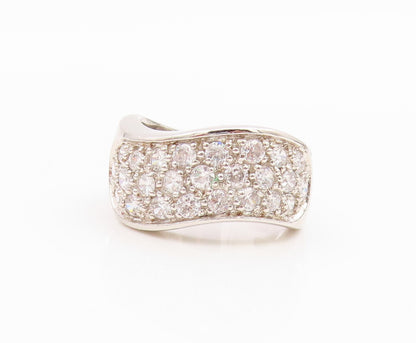 925 Sterling Silver Vintage Ring Round Cut CZ Wavy Cluster Band  Sz 7  RG35658