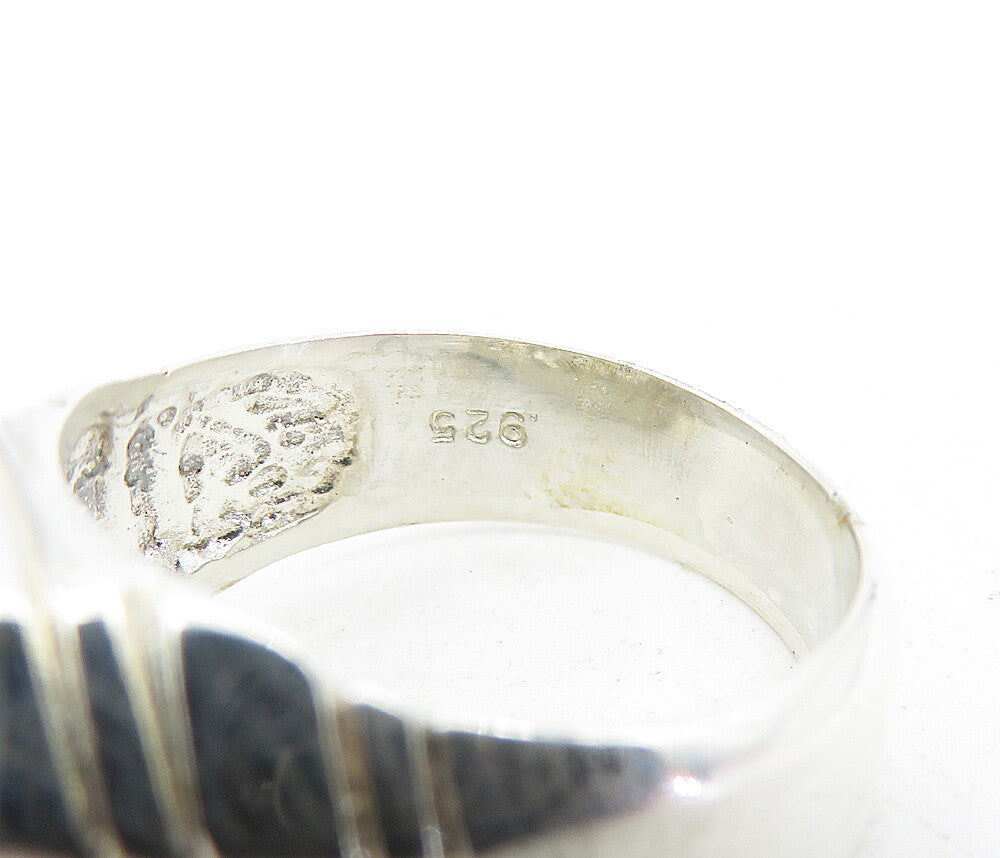 925 Sterling Silver  Petite Blue Topaz Octagon Dome Band Ring Sz 8  RG5615