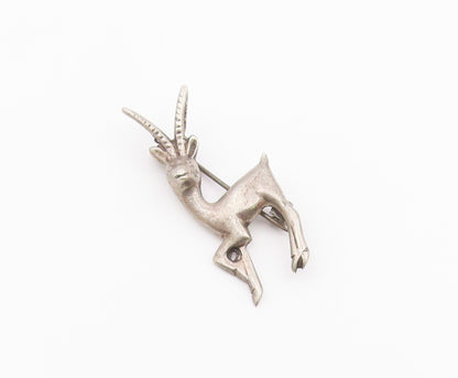925 Sterling Silver Vintage Antique Forest Deer With Foot Up Brooch Pin BP9760