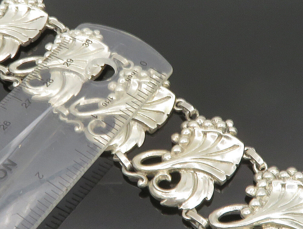 VIKINGCRAFT 925 Silver  Vintage Shiny Leaf Vine & Grapes Bracelet  BT9357