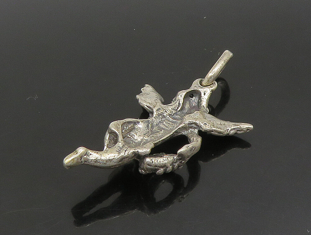 925 Sterling Silver  Vintage Dark Tone Cupid Angel Love Heart Pendant  PT19586