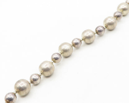 925 Sterling Silver  Vintage Shiny Textured Ball Beaded Chain Necklace  NE2934