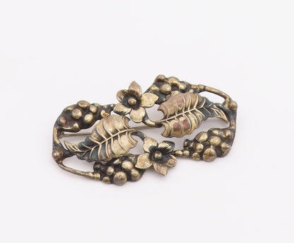 925 Sterling Silver  Vintage Antique Floral Grape Vine Brooch Pin  BP7289