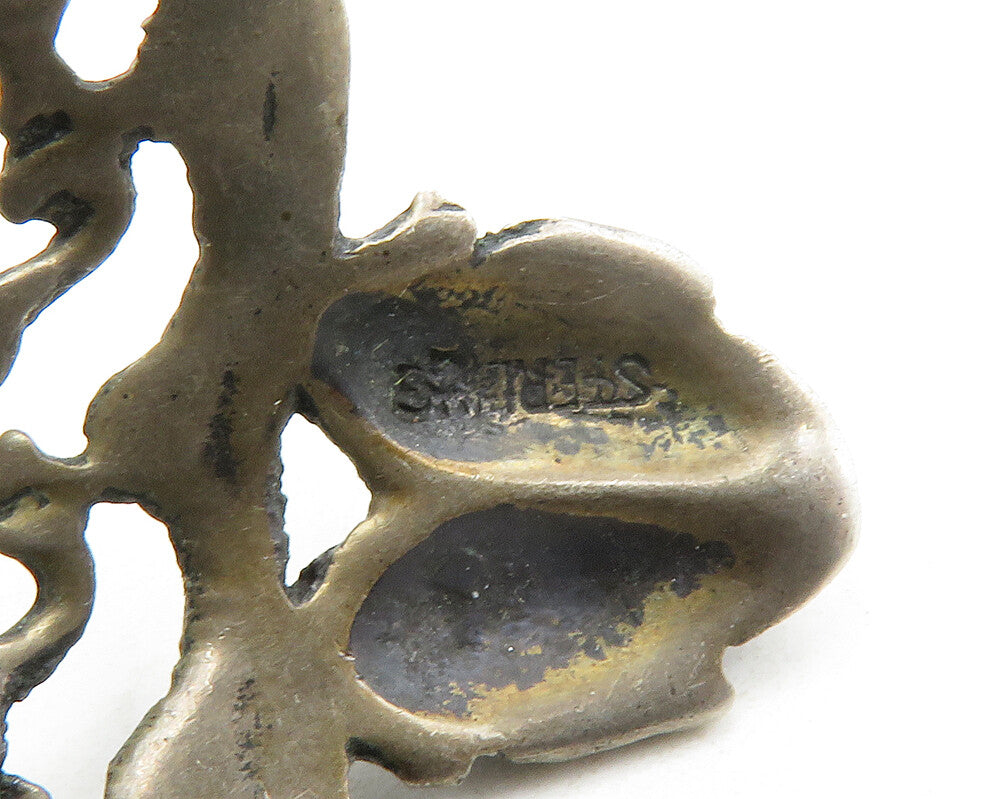 925 Sterling Silver  Vintage Antique Dark Tone Sculpted Face Brooch Pin BP5024