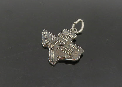 925 Sterling Silver  Vintage Dark Tone Texas State Map Pendant  PT18881
