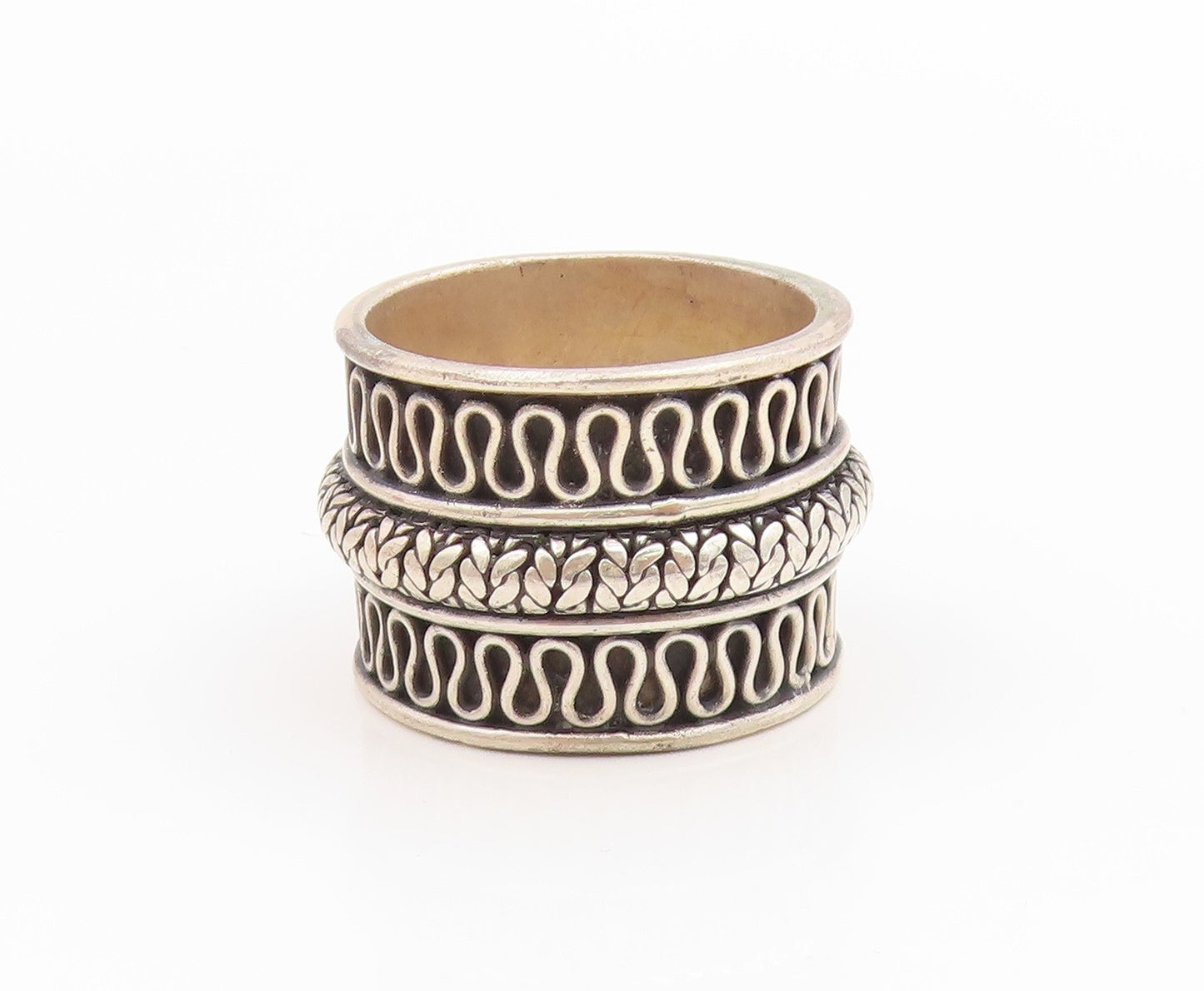 925 Sterling Silver Vintage Ring SUARTI BALI Rope Pattern Band  Sz 9.5  RG36102