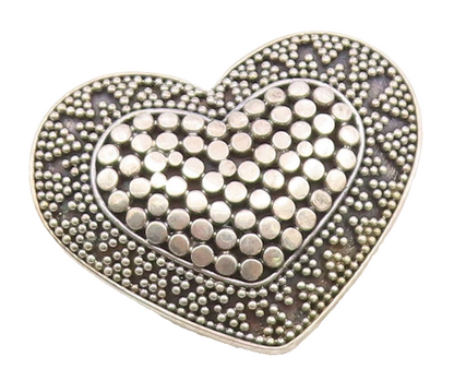 925 Sterling Silver  Vintage Shiny Circle Pattern Heart Brooch Pin  BP8378