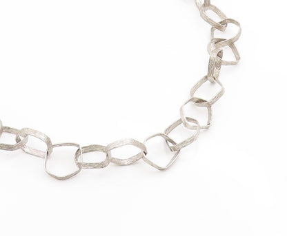 925 Sterling Silver Vintage Necklace UNO A ERRE Geometric Squares Link  NE4831