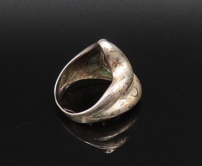 925 Silver  Vintage Modernist Openwork Pointed Swirl Ring Sz 6.5  RG25732