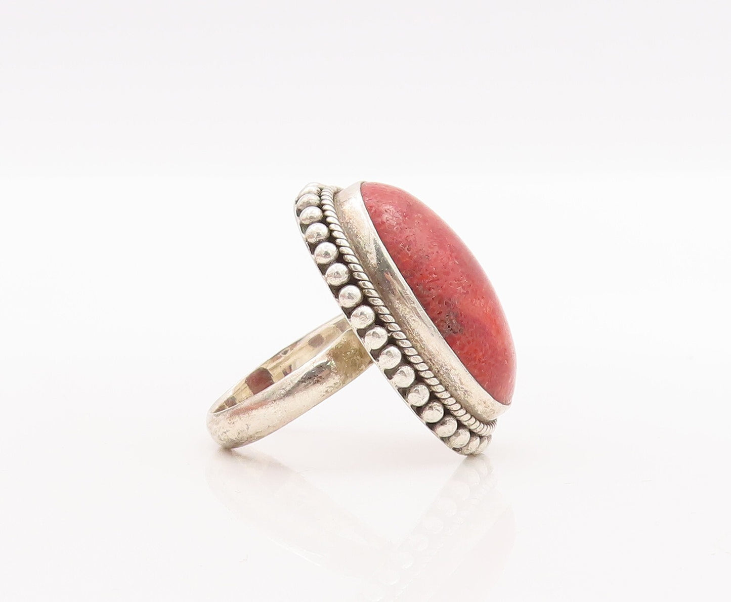 925 Sterling Silver Vintage Ring DOUG PAULUS Large Orange Gemstone Sz 8  RG29138