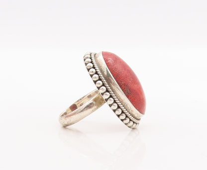 925 Sterling Silver Vintage Ring DOUG PAULUS Large Orange Gemstone Sz 8  RG29138