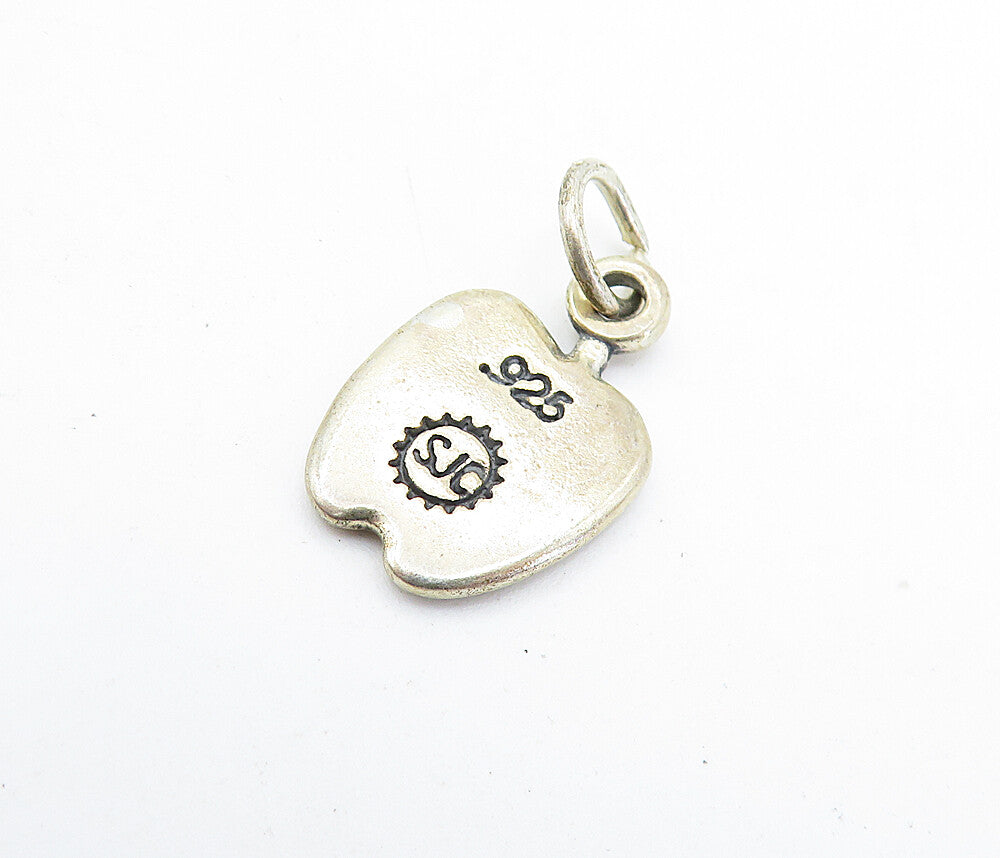 925 Sterling Silver  Vintage Number One Teacher Stamped Apple Pendant  PT4963