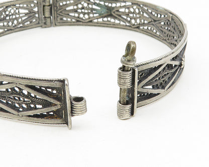 925 Sterling Silver  Vintage Antique Swirl Filigree Bangle Bracelet  BT4501