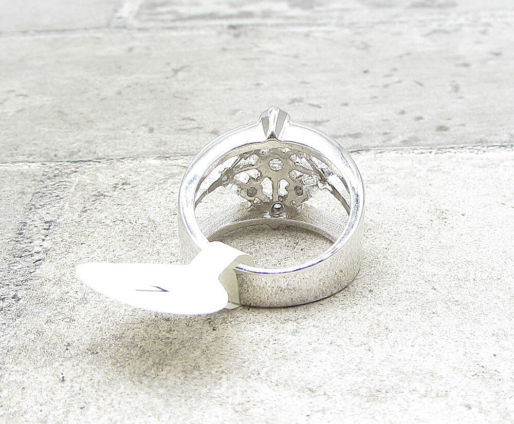 925 Sterling Silver  White Cubic Zirconia Thick Band Ring Sz 7  RG1968