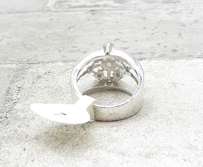 925 Sterling Silver  White Cubic Zirconia Thick Band Ring Sz 7  RG1968