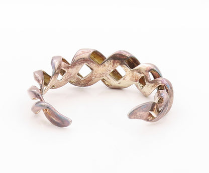 925 Sterling Silver Vintage Bracelet LONDON LINKS Double Helix Cuff  BT10825