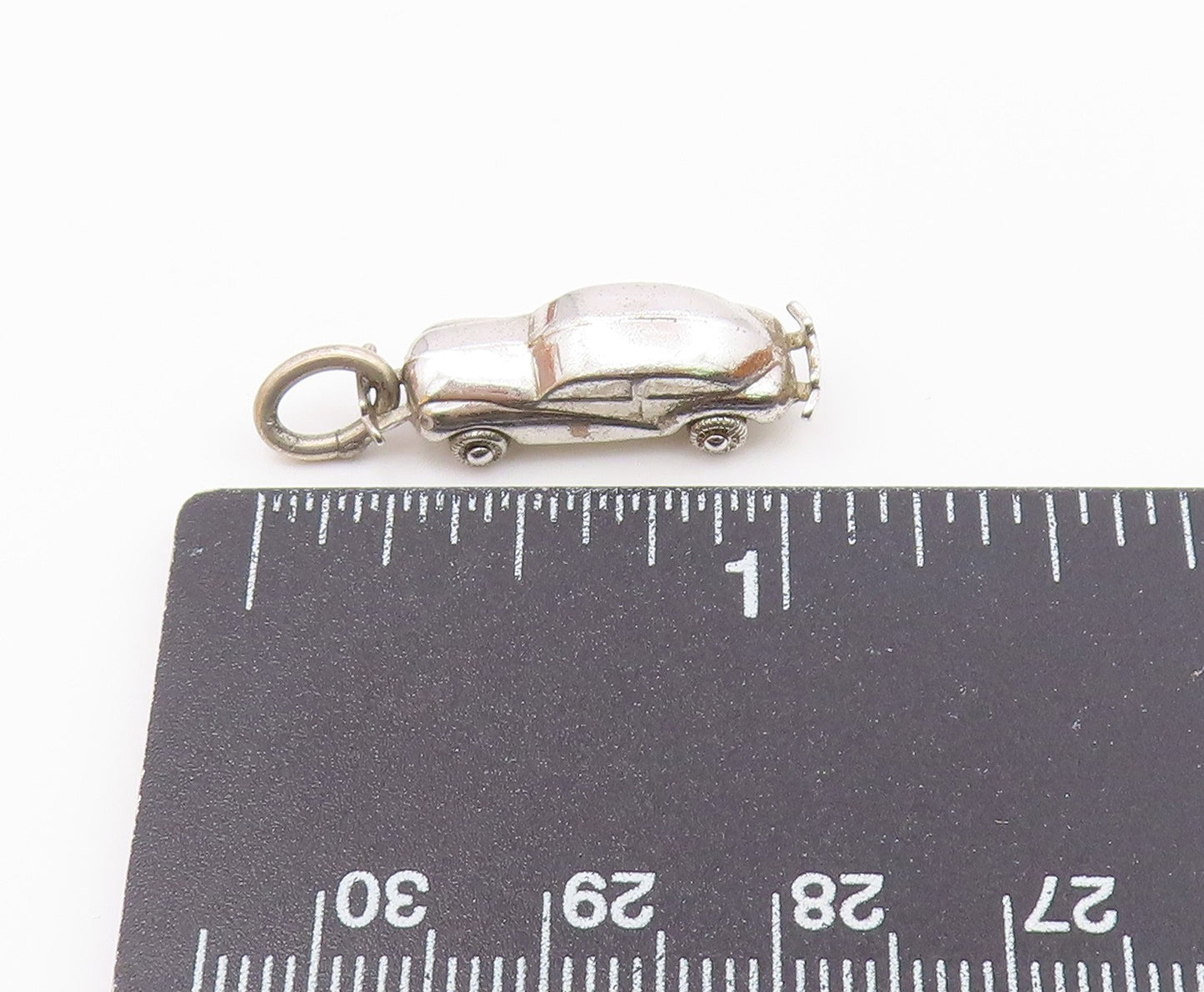 925 Sterling Silver  Vintage Shiny Smooth Petite Car Drop Pendant  PT16393