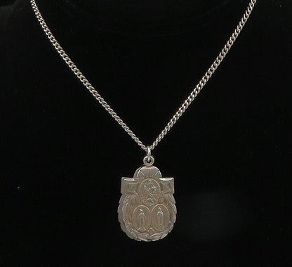 925 Sterling Silver  Vintage Catholic Religious Chain Necklace (OPENS)  NE3650