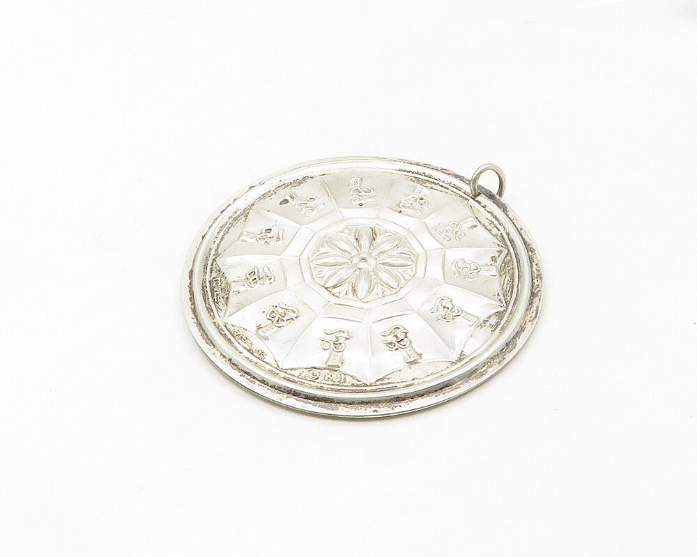 TOWLE 925 Sterling Silver  Vintage Flute Player Flower Pattern Pendant PT14117