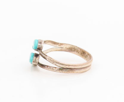 925 Sterling Silver Vintage Ring Marquise Shape Turquoise Bypass  Sz 6  RG34873