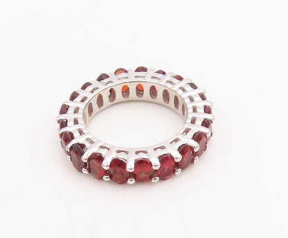 925 Sterling Silver Vintage Ring Minimalist Oval Garnet 360 Band Sz 6  RG30709