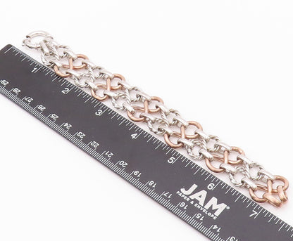 925 Sterling Silver Vintage Bracelet Twisted Rope Ring & Infinity Linked BT11117
