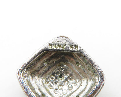 925 Sterling Silver  Shiny Genuine Diamond Two Tone Square Pendant  PT13889