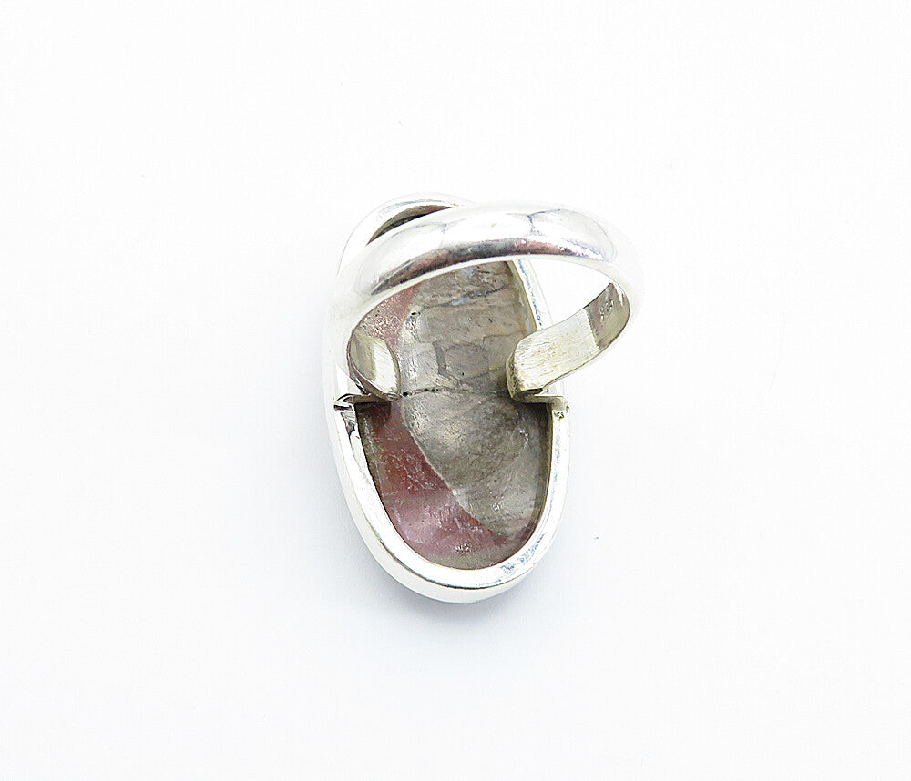 925 Sterling Silver Cabochon Multi Color Jasper Cocktail Ring Sz 8 RG8220