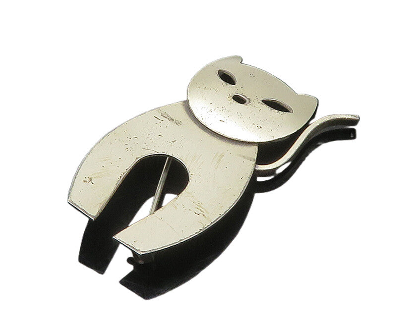 DANECRAFT 925 Sterling Silver  Vintage Modernist Cat Motif Brooch Pin  BP7519