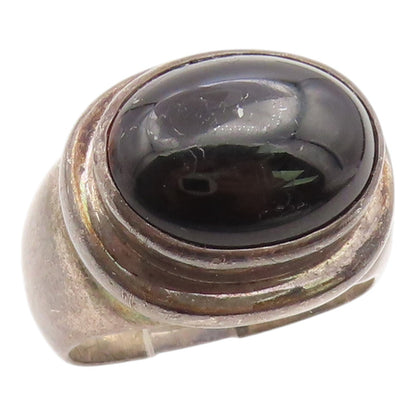 925 Sterling Silver Vintage Ring ESPO SIG Cabochon Onyx Band  Sz 10  RG36258