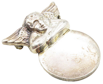 925 Sterling Silver  Vintage Shiny Baby Angel Smooth Brooch Pin  BP3521
