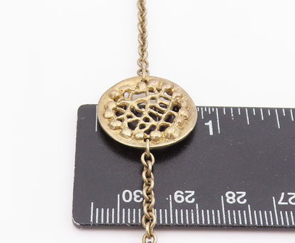925 Sterling Silver Vintage Necklace Intricate Openwork Disc Long Chain  NE4717