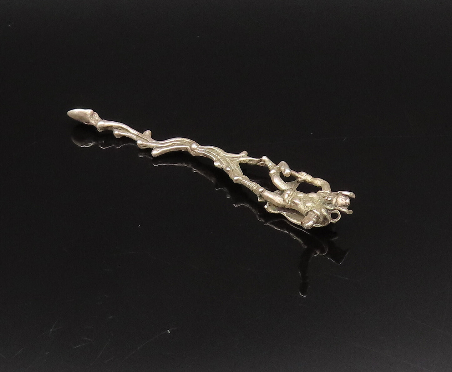 925 Sterling Silver  Vintage Caped Man Rising From Fire Motif Pendant  PT21656