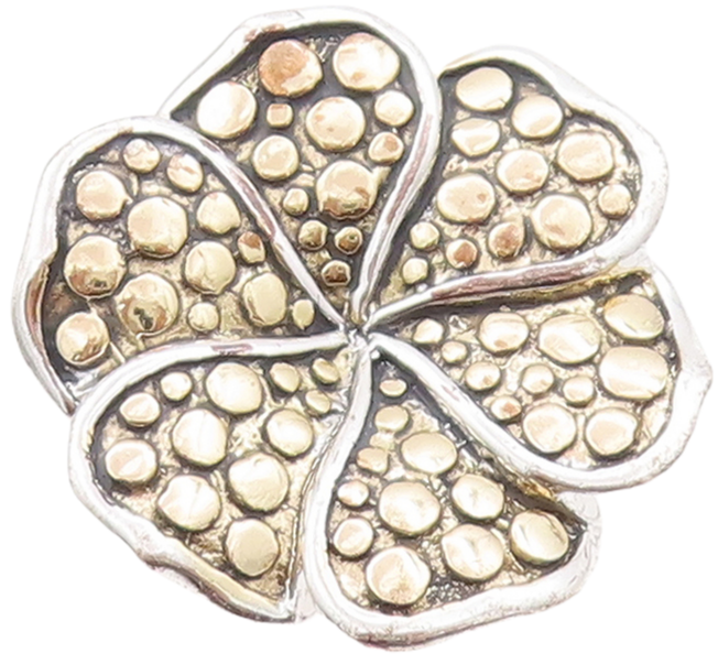 14k Gold 925 Sterling Silver Vintage Ring Large Beaded Flower  Sz 7  RG29147