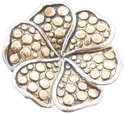 14k Gold 925 Sterling Silver Vintage Ring Large Beaded Flower  Sz 7  RG29147