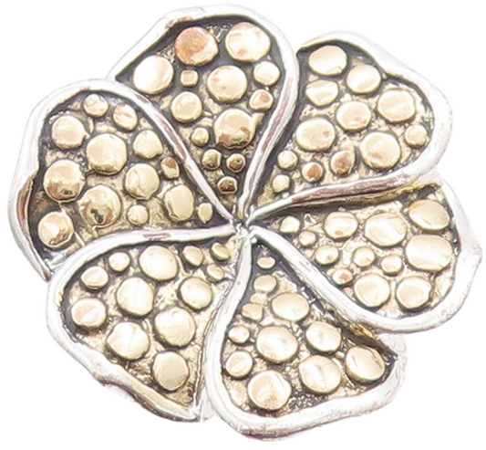 14k Gold 925 Sterling Silver Vintage Ring Large Beaded Flower  Sz 7  RG29147